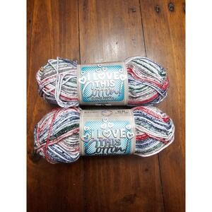 Hobby Lobby I Love This Cotton Yarn Antique Red White Blue 2 Skeins 3oz Each